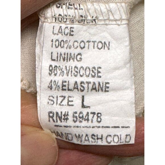 CARLA CONTI ITALY 100% Silk Fully Lined Tunic Crochet Trim, Sz L - Picture 8 of 10